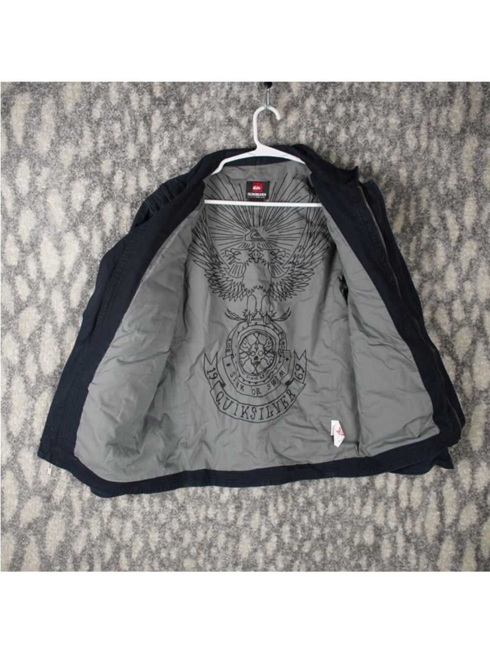 Quiksilver Cotton Utility Shacket Kids Large 16-18 Blue Jacket Washed Button - Picture 5 of 13